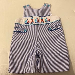 Baby Boy Smocked Sailboat Shortall